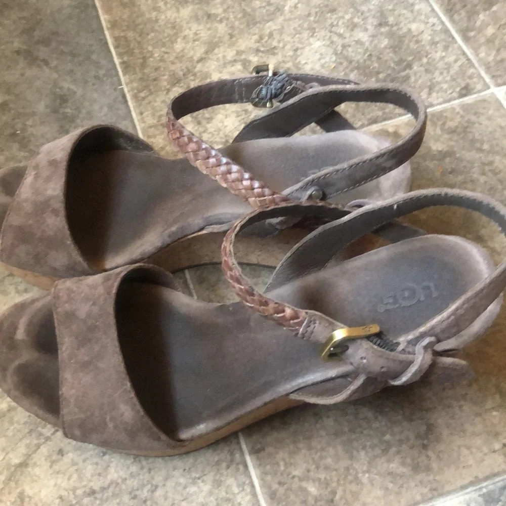 UGG Chocolate D'Alessio Suede Wedge - Picture 4 of 9